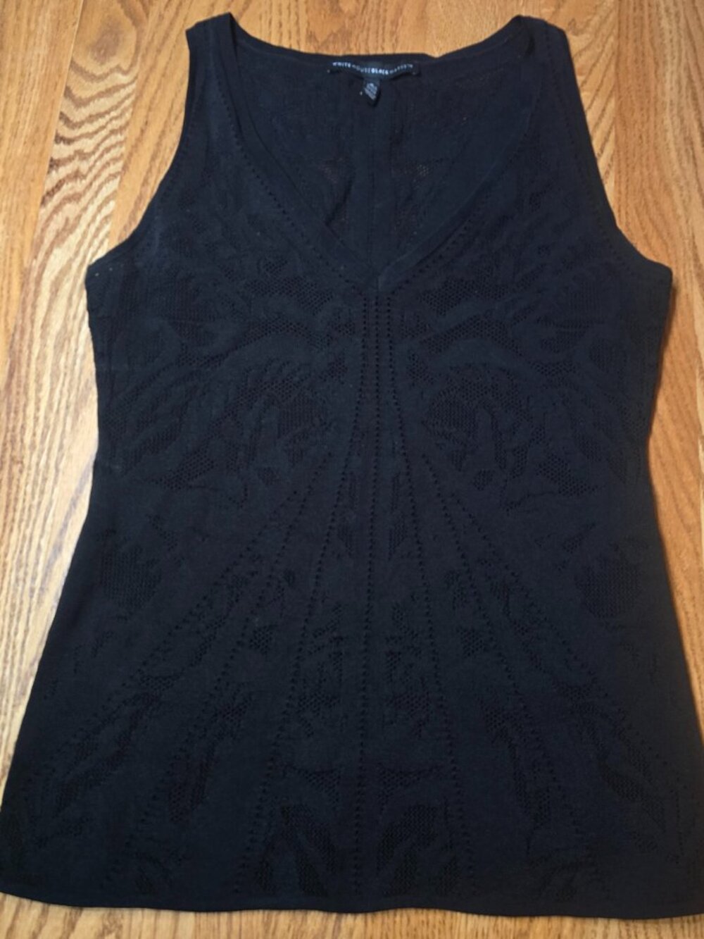 White House Black Market Sleeveless Top Black Lace V Neck Women Size S